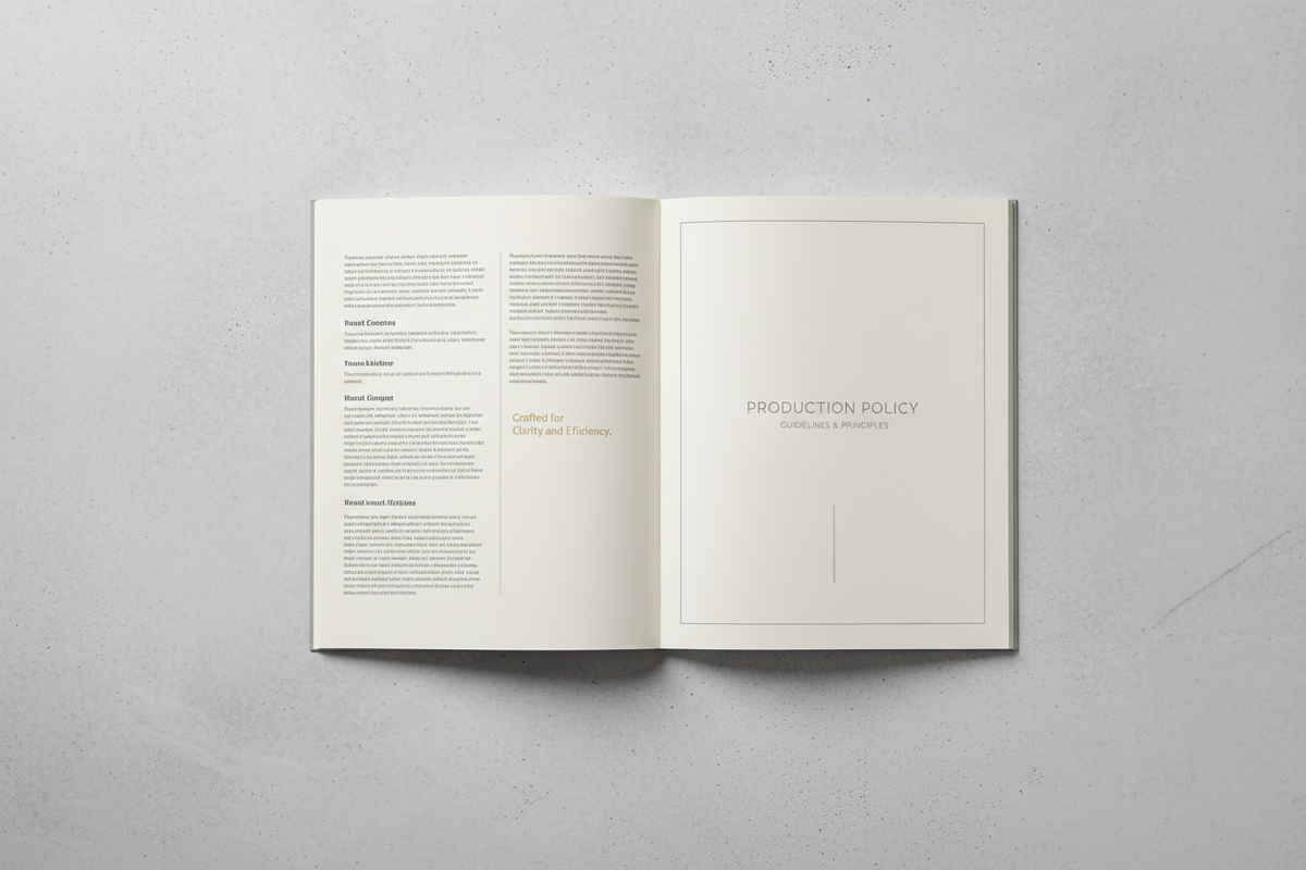 Produzione policy elegante, simple, minimalista, sin logos