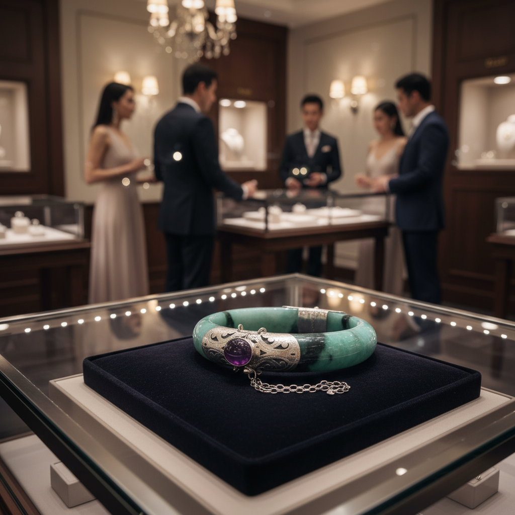 Bracciale in Giada Jadeite Grado A e Argento 925 – Verde Intenso da Myanmar